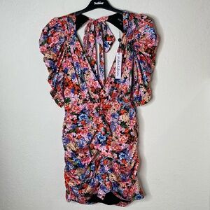 For Love and Lemons NWT Bouquet 100% Recycled Polyester Mini Dress L Multicolor